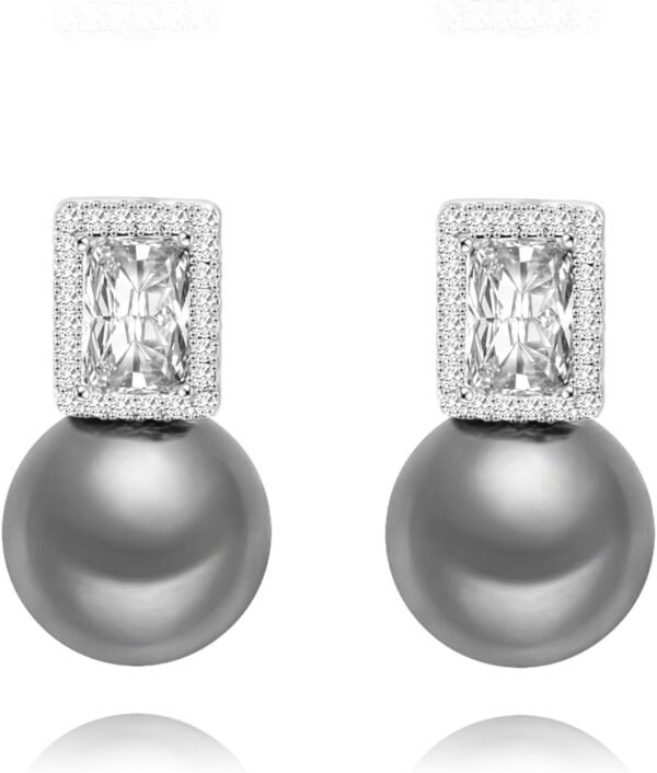 925 Sterling Silver Hoop Handpicked AAA+ Quality 7.5-8mm White Freshwater Cultured Pearl Dangle Drop Earrings Jewelry for Women