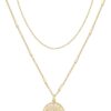 14K Gold Plated Layering Necklaces | Stylish Minimalist Design Pendant Necklaces | Bar, Circle, Lotus, Disc, Dog Tag, Horizontal Bar Pendants for Women