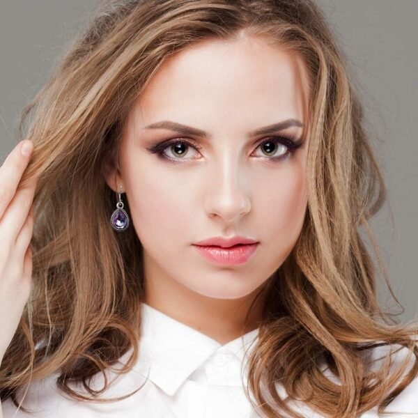 12 Pairs Teardrop Druse Crystal Drop Dangle Earrings for Women Cubic Zirconia Huggie Hoop Earring Jewelry Set Christmas Gifts