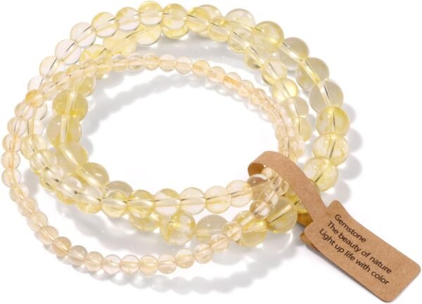 3 PCS Healing Crystal Bracelets for Women 8mm Natural Stone Beaded Stretch Bracelet Amethyst Jewelry Gifts