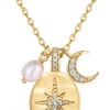 14K Gold Plated Engraved Coin Pendant Necklaces for Women | Byzantine Coin Pendants | Bohemian Necklace