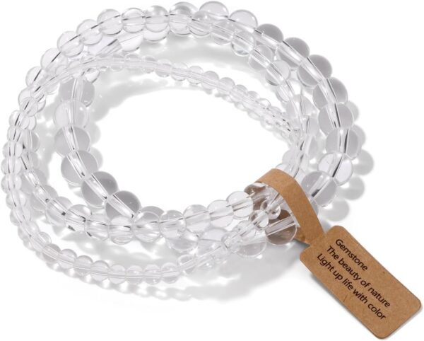 3 PCS Healing Crystal Bracelets for Women 8mm Natural Stone Beaded Stretch Bracelet Amethyst Jewelry Gifts