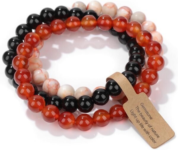 3 PCS Healing Crystal Bracelets for Women 8mm Natural Stone Beaded Stretch Bracelet Amethyst Jewelry Gifts