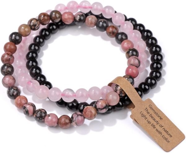 3 PCS Healing Crystal Bracelets for Women 8mm Natural Stone Beaded Stretch Bracelet Amethyst Jewelry Gifts