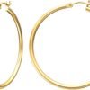 Gold Hoop Earrings for Women 14K Real Gold Plated Hoops with 925 Sterling Silver Post