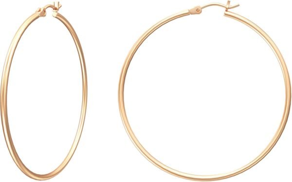 Gold Hoop Earrings for Women 14K Real Gold Plated Hoops with 925 Sterling Silver Post