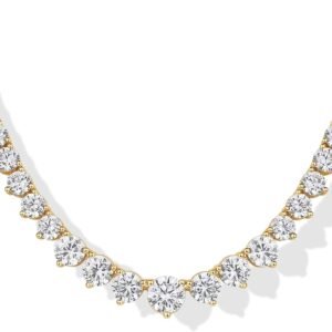 61SVWPi3E-L._AC_SL1500 14K Gold Plated Graduated Tennis Necklaces for Women - Cubic Zirconia Tennis Necklace for Brides & Bridesmaids - Simulated Diamond Chain Trendy Wedding Jewelry