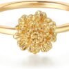 61V4bLdaRfL._AC_SL1500 Birth Flower Ring for Women 14K Gold Plated Floral Minimalist Stackable Finger Jewelry Birthday Gifts