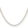 14K Gold Plated 3mm Simulated Diamond Tennis Necklace – Chunky Long Necklace for Women – Sizes 16" and 18"