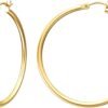 Gold Hoop Earrings for Women 14K Real Gold Plated Hoops with 925 Sterling Silver Post