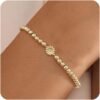 Gold Bracelets for Women 14K Gold Beaded Bracelets Stackable Bracelets for Women Gold Charm Bracelet Non Tarnish Gold Jewelry for Women Trendy