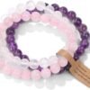 3 PCS Healing Crystal Bracelets for Women 8mm Natural Stone Beaded Stretch Bracelet Amethyst Jewelry Gifts