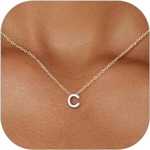 61XeJYIj_VL._AC_SL1500 925 Sterling Silver Initial Necklace for Women Dainty Letter Jewelry Personalized Gift