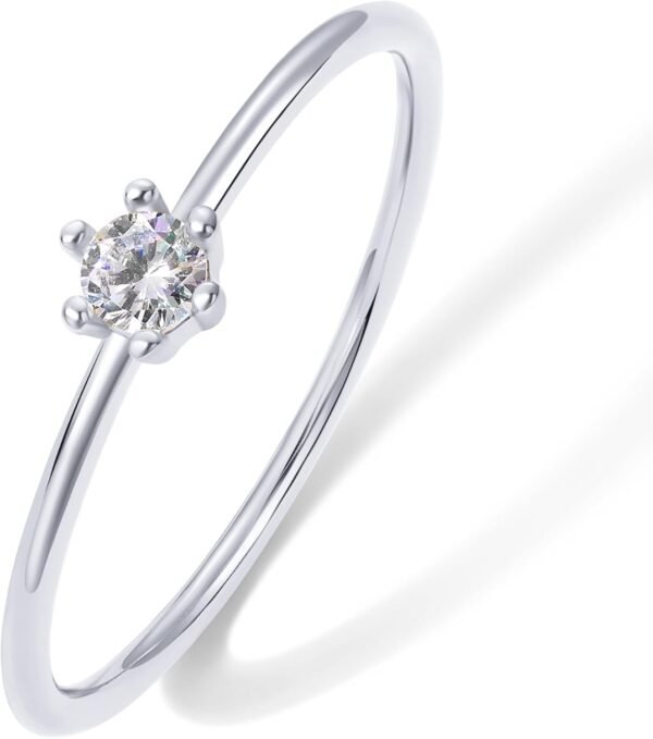 18K Gold Plated Marquise Round Mini Cubic Zirconia Stackable Rings for Women | Dainty Stacking Thin Band for Women