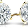 50ct to 5.00 Carat Round Brilliant Lab-Grown Diamond 3-Prong Stud Earrings in 14k Yellow, White or Rose Gold With Screw Back Closure