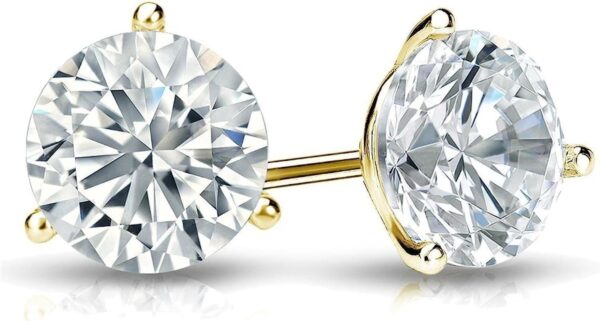 50ct to 5.00 Carat Round Brilliant Lab-Grown Diamond 3-Prong Stud Earrings in 14k Yellow, White or Rose Gold With Screw Back Closure