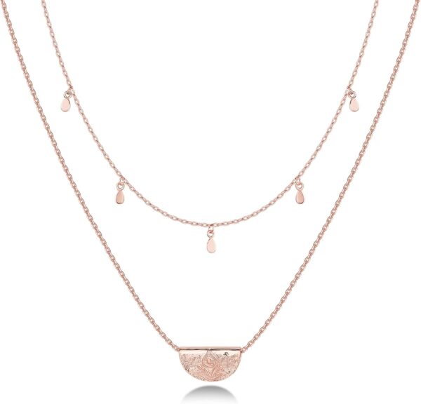 14K Gold Plated Layering Necklaces | Stylish Minimalist Design Pendant Necklaces | Bar, Circle, Lotus, Disc, Dog Tag, Horizontal Bar Pendants for Women