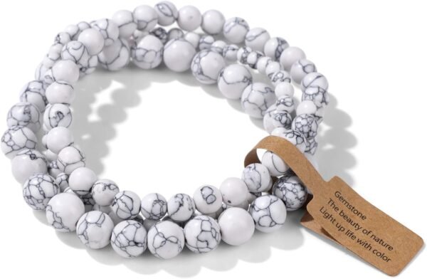 3 PCS Healing Crystal Bracelets for Women 8mm Natural Stone Beaded Stretch Bracelet Amethyst Jewelry Gifts