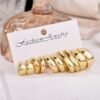 10 Pairs Hypoallergenic Chunky Gold Dangle Earrings for Women Trendy Thick Gold Plated Hoop Earrings Set Lightweight Jewelry