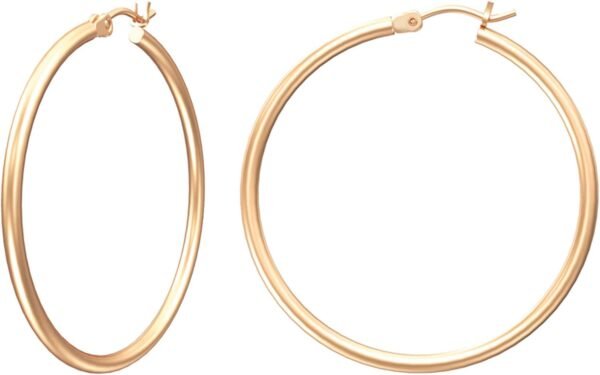Gold Hoop Earrings for Women 14K Real Gold Plated Hoops with 925 Sterling Silver Post