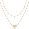 14K Gold Plated Layering Necklaces | Stylish Minimalist Design Pendant Necklaces | Bar, Circle, Lotus, Disc, Dog Tag, Horizontal Bar Pendants for Women