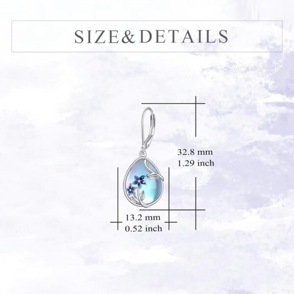 Bee/Flower/Hummingbird Bird Moonstone Earrings 925 Sterling Silver Teardrop Dangle Hypoallergenic Leverback Earring for Women