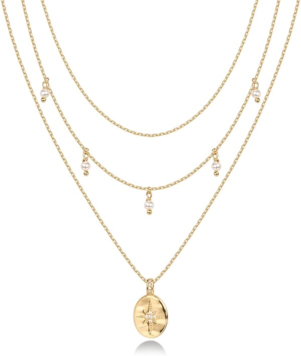 14K Gold Plated Layering Necklaces | Stylish Minimalist Design Pendant Necklaces | Bar, Circle, Lotus, Disc, Dog Tag, Horizontal Bar Pendants for Women