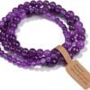3 PCS Healing Crystal Bracelets for Women 8mm Natural Stone Beaded Stretch Bracelet Amethyst Jewelry Gifts