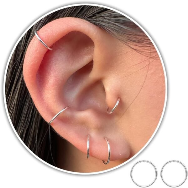 Small Gold or Sterling Silver Huggie Hoop Earrings for Women Cartilage Nose Helix Tragus