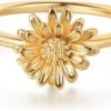 61cnLr2yRTL._AC_SL1500 Birth Flower Ring for Women 14K Gold Plated Floral Minimalist Stackable Finger Jewelry Birthday Gifts