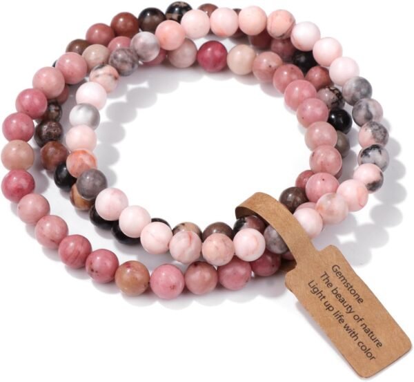 3 PCS Healing Crystal Bracelets for Women 8mm Natural Stone Beaded Stretch Bracelet Amethyst Jewelry Gifts