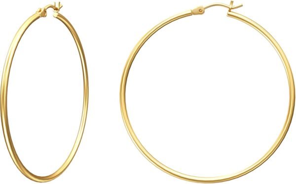 Gold Hoop Earrings for Women 14K Real Gold Plated Hoops with 925 Sterling Silver Post
