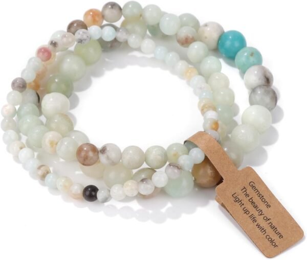 3 PCS Healing Crystal Bracelets for Women 8mm Natural Stone Beaded Stretch Bracelet Amethyst Jewelry Gifts