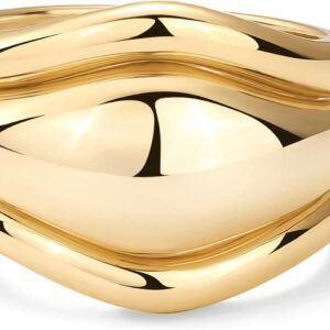 61gjk6n670L._AC_SL1500 14K Gold Plated Chunky Stackable Rings Set for Women | Cubic Zirconia Bands Set | 3 Statement Rings Pack