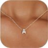 925 Sterling Silver Initial Necklace for Women Dainty Letter Jewelry Personalized Gift
