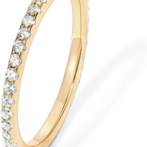 61ifs6pMR5L._AC_SL1500 14K Gold Plated Solid 925 Sterling Silver CZ Simulated Diamond Stackable Ring Eternity Bands for Women
