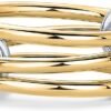 14K Gold Plated Interlocked Stackable Rings for Women - Statement Mixed Metals Multi Ring Stack - Cubic Zirconia Two-Toned Connected Bands Stacking Jewelry