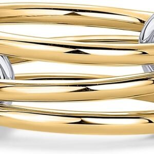 61jUuvDa2CL._AC_SL1500 14K Gold Plated Interlocked Stackable Rings for Women - Statement Mixed Metals Multi Ring Stack - Cubic Zirconia Two-Toned Connected Bands Stacking Jewelry