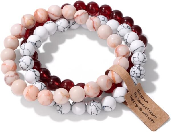 3 PCS Healing Crystal Bracelets for Women 8mm Natural Stone Beaded Stretch Bracelet Amethyst Jewelry Gifts