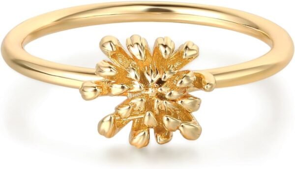 61oGEkr_G3L._AC_SL1500 Birth Flower Ring for Women 14K Gold Plated Floral Minimalist Stackable Finger Jewelry Birthday Gifts