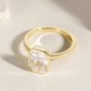 925 Sterling Silver Engagement Rings for Women Radiant Cut Cubic Zirconia Wedding Bands 14K Gold Plated Bezel Promise Rings for Her Size 4-10