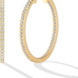 61po2hNLB_L._AC_SL1500 14K Gold Plated Small Hoop Earrings for Women,Hypoallergenic Hoop Earrings with Cubic Zirconia Trendy Lightweight Cartilage Gold Hoops Earrings for Women