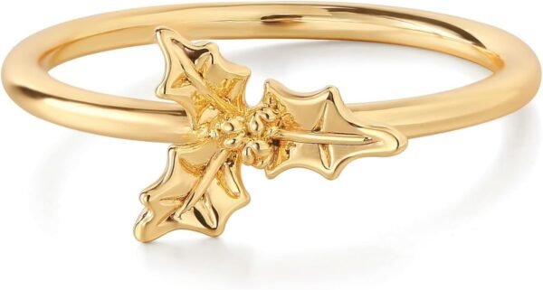 61qs9IXauOL._AC_SL1500 Birth Flower Ring for Women 14K Gold Plated Floral Minimalist Stackable Finger Jewelry Birthday Gifts