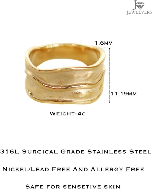 18K Gold-Plated Hammered Ring For Women | Textured Ring | Rings | Thick Stacking Gold Rings | Chunky Gold Ring | Size 6-8