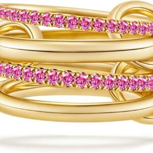 61tcmN8x8CL._AC_SL1500 Stackable Rings for Women Non Tarnish, Dainty Cubic Zirconia Multi Ring 18K Gold Plated, Statement Rings Stacking Rings Jewelry