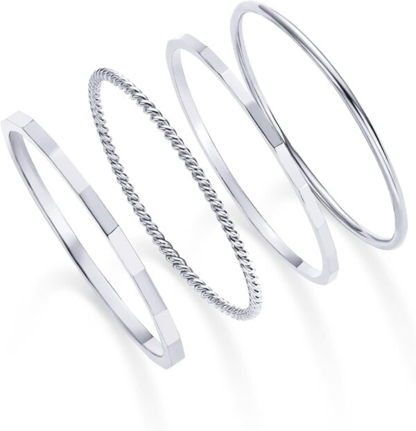 14K Gold Plated Four Pieces Thin Rings Set for Women | 4 Dainty Stacking Rings Pack | Minimalist Stackable Bands