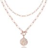 14K Gold Plated Layering Necklaces | Stylish Minimalist Design Pendant Necklaces | Bar, Circle, Lotus, Disc, Dog Tag, Horizontal Bar Pendants for Women