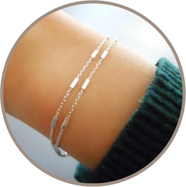 Double Strand Bracelet, 6.5-7.5 Inches Hand Chain, 925 Sterling Silver Chain Bracelets, Minimalist Jewelry for Women, Gift for Her