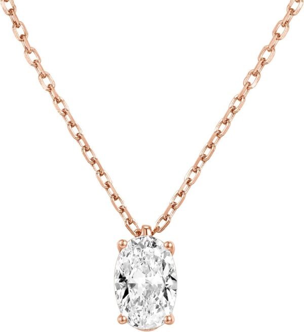 14K Gold Plated Cubic Zirconia Diamond Pendant Necklace for Women | Adjustable Slider