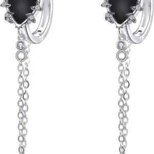 61x3oqnyF3L._AC_SL1500 Witches Heart Earrings For Women 925 Sterling Silver Gothic Jewelry Witches Heart Hoop Earrings Goth Earrings Halloween Gifts for Women